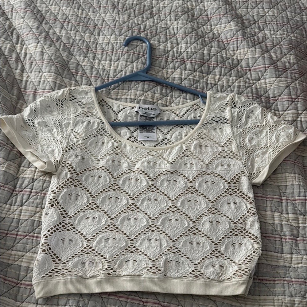 Bebe Ivory Lace Crop Top